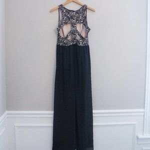Long Cut Out Racerback Black Dress
